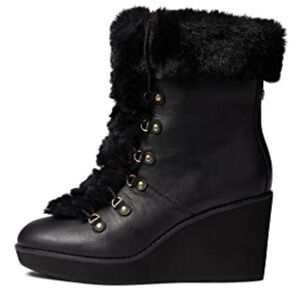 Ralph Lauren Rachele Black faux Fur-Trimmed Heeled Boots